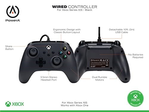 PowerA Xbox Series X|S için Kablolu Kumanda - Siyah