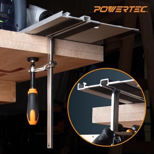 POWERTEC 71410 MFT Masa ve Kılavuz Ray Sistemi için Hızlı Vidalı Kılavuz Ray Kelepçesi, 13,7 cm Kapasite x 5,9 cm Boğaz Derinliği - 2 Paket