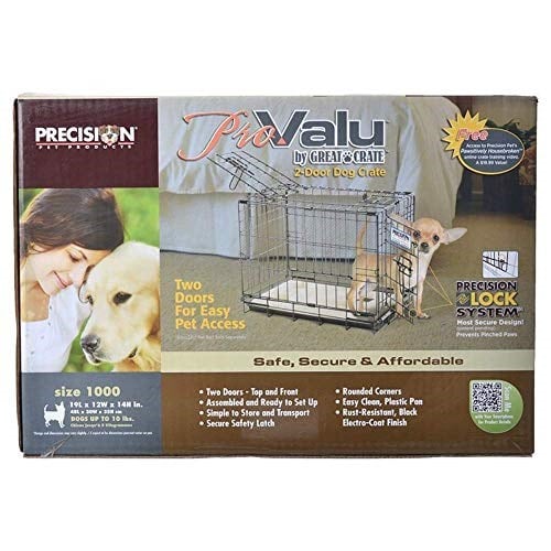 Precision Pet Products İki Kapılı Provalue Tel Köpek Sandığı, 19 İnç, 15 Pounda Kadar Evcil Hayvanlar İçin, 5 Noktalı Kilitleme Sistemli