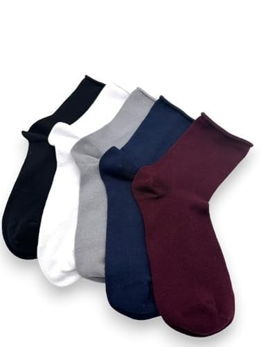 Premium 5 Çift Bambu Kadın Lastiksiz Roll Top Soket Dikişsiz Çorap, İz Bırakmayan ve Sıkmayan 36-40