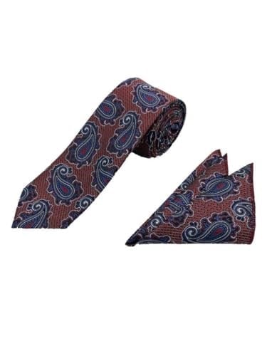 Premium Ahşap Kutulu 2li Kravat Mendil Set