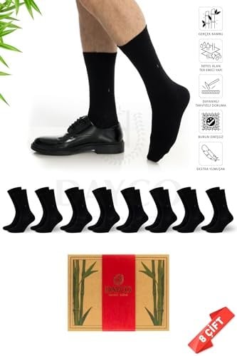 PREMİUM BAMBU YAZLIK SİYAH 8Lİ SET KRAFT KUTULU - 41-45 - 478 L