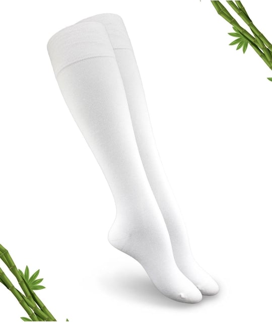 Premium Beyaz Renk Kadın Dikişsiz Bambu Dizaltı Çorap - 390-byz - (1 ÇİFT) 35-387