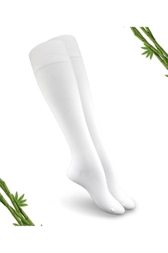 Premium Beyaz Renk Kadın Dikişsiz Bambu Dizaltı Çorap - 390-byz - (1 ÇİFT) 35-387