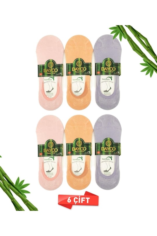 Premium Dikişsiz Kadın Bambu Babet Çorap Asorti 6lı Set - 35-38 - C56PTM