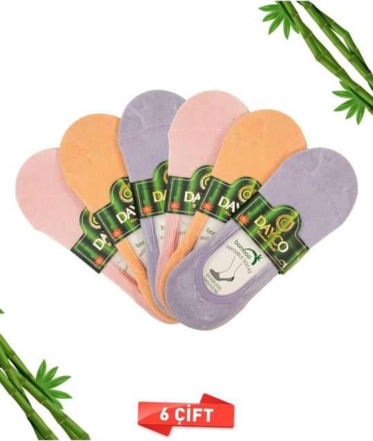 Premium Dikişsiz Kadın Bambu Babet Çorap Asorti 6lı Set - 35-38 - C56PTM