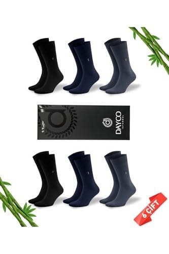 Premium Dikişsiz Klasik Uzun Yazlık Erkek Bambu Soket Çorap 6lı Hediyelik Kutulu Asorti Set - 10124-FLS - 41-45