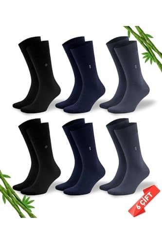 Premium Dikişsiz Klasik Uzun Yazlık Erkek Bambu Soket Çorap 6lı Hediyelik Kutulu Asorti Set - 10125-FLS - 45-47