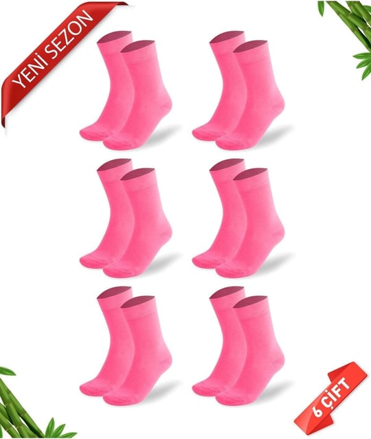 Premium Dikişsiz Pembe Kadın Bambu Soket Çorap - 35-38 - 350-PMB