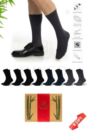 Premium Dikişsiz Yazlık Bambu Çorap 8li Set Kraft Kutulu 4 Siyah 2 Lacivert 2 Füme - 477-41-44