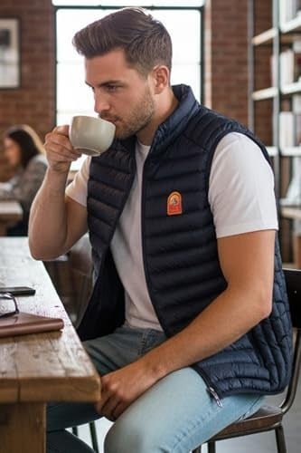 Premium Kalite Regular Lacivert Renk Spor Şık Erkek Şişme Yelek