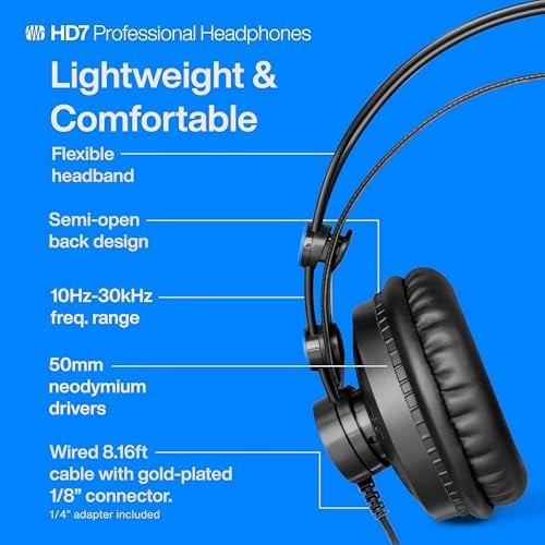 Presonus HD7-A, Profesyonel Dinleme Kulaklığı, Kulak Üstü, Siyah - Seçenekler: yarı açık kulaklık, Arkası Kapalı, HD4BT