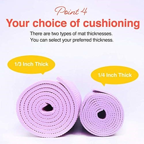 Primasole Yoga Minderi Taşıma Kayışı ile Evde ve Spor Salonunda Yoga, Pilates, Fitness ve Zemin Egzersizi için, Kaymaz, 9 renk - Seçenekler: 1/3 inch (8 mm), 1/4 inch (6 mm)
