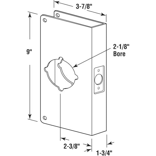 Prime-Line Recessed Door Reinforcer Entry 5.1cm - 0.3cm 7.6cm - 2.2cm W X 23cm H Stainless Steel Finish Stainless Ste