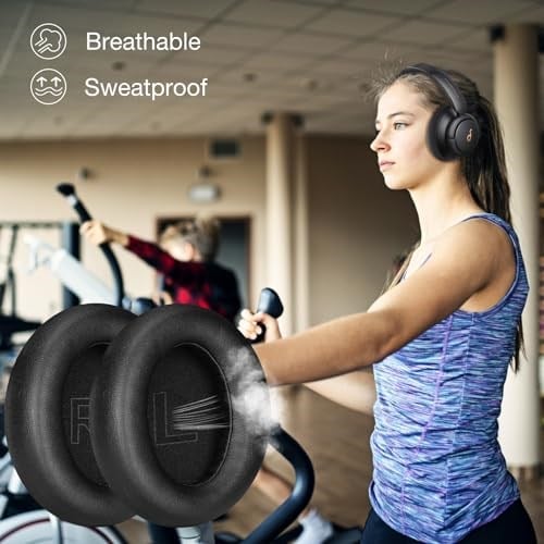 Profesyonel yedek kulak yastığı, Anker Soundcore Life Q30 / Q35 kulaklık ile uyumlu, birinci sınıf hafızalı köpük ve protein ciltli (siyah)