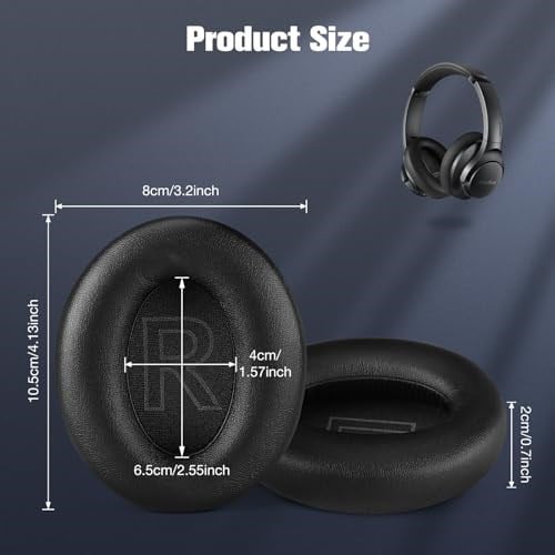 Profesyonel yedek kulak yastığı, Anker Soundcore Life Q20 ve Q20 BT kulaklık, hafızalı köpük ve protein deri ile uyumlu, siyah