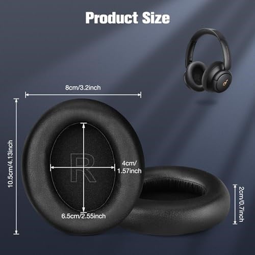 Profesyonel yedek kulak yastığı, Anker Soundcore Life Q30 / Q35 kulaklık ile uyumlu, birinci sınıf hafızalı köpük ve protein ciltli (siyah)