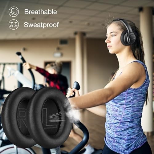Profesyonel yedek kulak yastığı, Anker Soundcore Life Q20 ve Q20 BT kulaklık, hafızalı köpük ve protein deri ile uyumlu, siyah