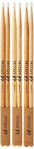 Promark LA Specials davul çubukları,davul çubukları,7A Hickory davul çubukları, oval naylon başlık, üç çift - Seçenekler: 5a, 5b, 7a, Naylon uç, Klasik