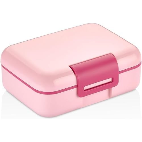 Promosyonca 2 Katlı Bento Öğle Yemeği Kutusu, 1.6 Litre, 3 Bölmeli, BPA İçermeyen PP Plastik, Çatal Bıçak Kaşık Hediyeli (Pembe)