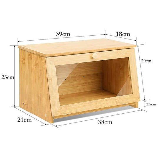 Promosyonca Bambu Ekmek Kutusu, Doğal Bambu Malzeme, Yuvarlak Saplı, 39x23x18 cm