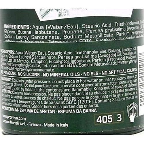 Proraso 2019109 Tıraş Köpüğü, Okaliptüs Yağı Ve Mentollü