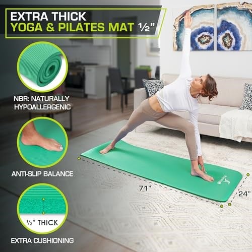 Prosource Premium 1/2 extra Dicke 1,3 cm, 180 cm lang, hochdichter Komfort-Schaum und Tragegurten