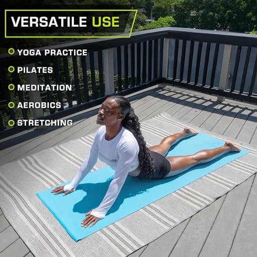 ProsourceFit klasik yoga matı 3 mm kalınlığında, ekstra uzun 183 cm, kaymaz tutuşlu, yoga, pilates ve egzersiz için hafif fitness matı