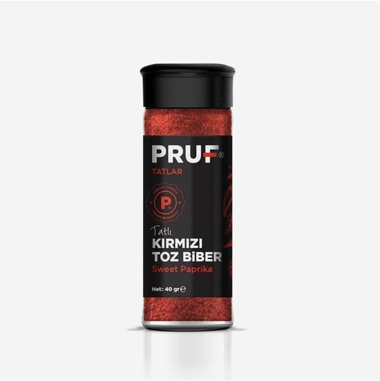 Pruf Tatlı Toz Kırmızı Biber 40 Gr. Cam Şişe