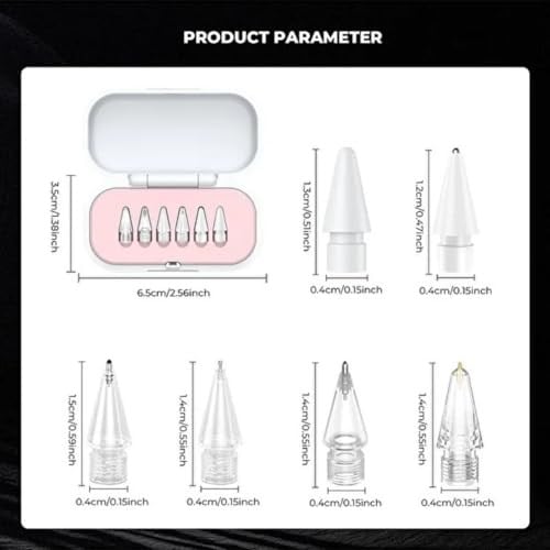 PSR Aksesuar Apple Pencil Uyumlu Yedek Kalem Uçları – 6’lı Set | Özel Taşıma Kutulu (Pembe)