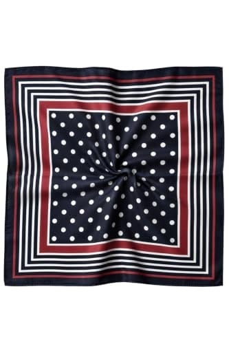 Puantiye Çerçeve Desen Siyah-Kırmızı Soft Bandana Fular 50x50 cm