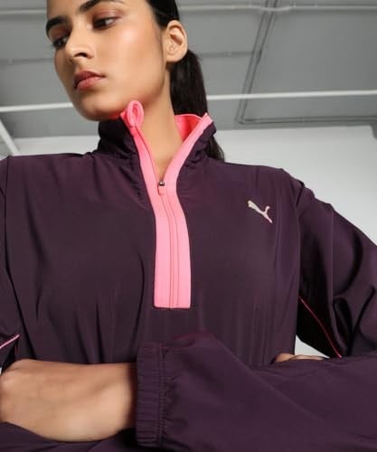 PUMA Kadın RUN FOR HER WOVEN 1/2 ZIP-Midnight Plum-Sunset Glow Woven Jackets L