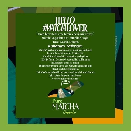 Pure Matcha Kapsül – Nespresso Uyumlu Saf Matcha Tozu, 10lu Paket