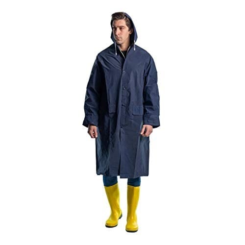 Pvc İthal Yağmurluk Su Geçirmez Pardesü Kapüşonlu İş Elbiseleri Lacivert XXL