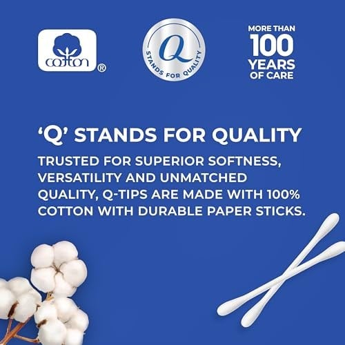 Q-tips Hijyen ve Güzellik Bakımı İçin Pamuklu Çubuklar% 100 Pamuklu 375 Sayım ile Yapılan Orijinal Pamuklu Çubuk