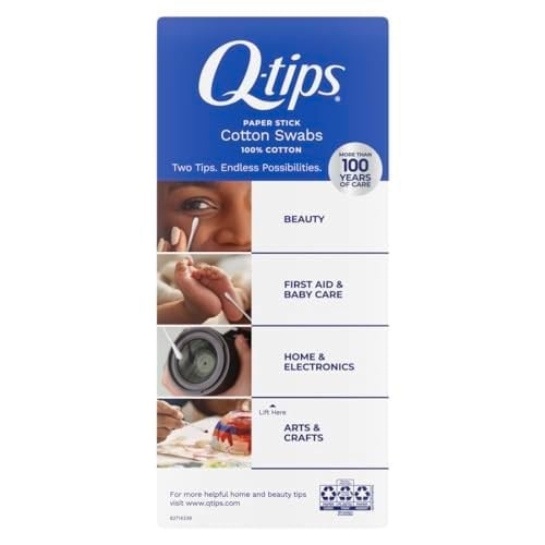 Q-tips Hijyen ve Güzellik Bakımı için Pamuklu Çubuklar Orijinal Pamuklu Bez%100 Pamuktan Yapılmıştır 625 Adet