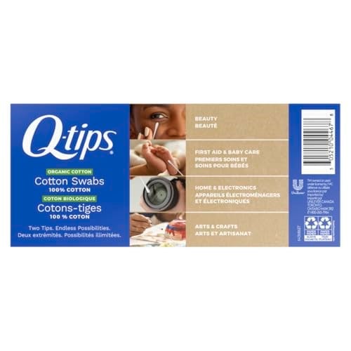 Q-tips Pamuk Bezler Organik Bezler 4 Paket Ultimate Ev ve Güzellik Aracı Organik Pamuktan Üretilmiştir, Kağıt Ambalaj 400 Adet