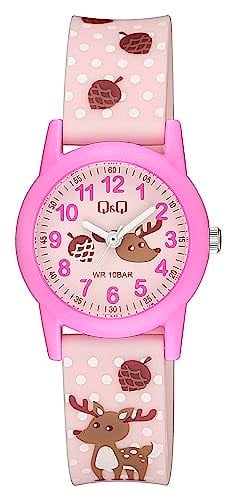 Q&Q V22A-015VY PEMBE SİLİKON KORDON RAKAMLI ÇOCUK KOL SAATİ