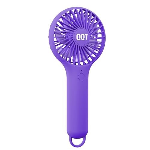 QQT Mini El Vantilatörü, 3Speedli Küçük Kişisel Fan, Taşınabilir Pille Çalışan Fanlar, USB Şarj Edilebilir Makyaj Kirpik Fanı, Seyahat Ofisi için Güçlü El Vantilatörü Dış Mekan Kadın Erkek Şık