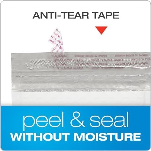 Quality Park Kabarcık Postalar, 15,5 x 25,7 cm, Beyaz Poli Postalar, Dolgulu Zarflar, Nakliye Zarfları, Suya Dayanıklı, Kendinden Mühürlü, Kutu Başına 50 (QUA85856), Plastik