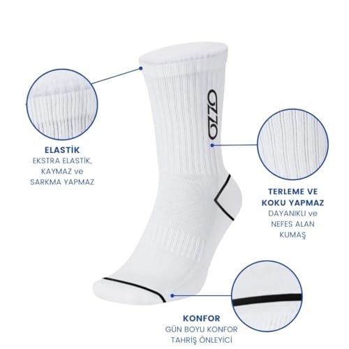 Quezo OzzoSeries Unisex 2li Paket Spor Çorap - Pamuklu, Hafif, Terleme Koku Yapmaz - Atletik Dayanıklı Performans Çorap - Kadın ve Erkek