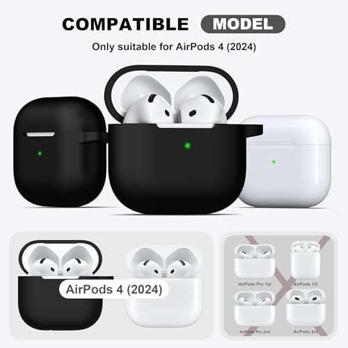 R-fun AirPods 4 için Temizleyici Kitli Kılıf, AirPods için Anahtarlıklı Tam Koruyucu Yumuşak Cilt Silikon Kapak 4 Nesil Kılıf Erkekler Kadınlar için, Apple AirPods 4. Genaration kılıf 2024 ile uyumlu