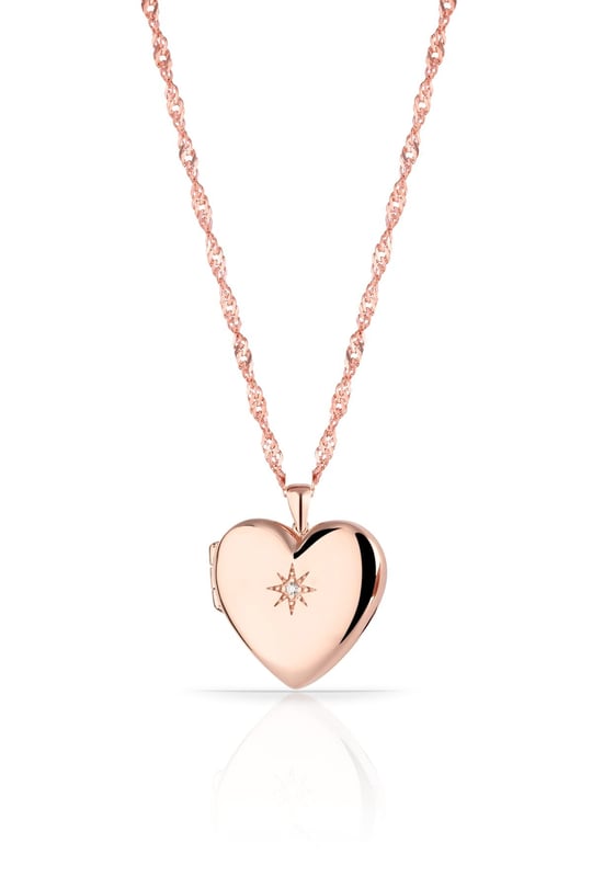 RACHON 925 AYAR GÜMÜŞ KAPAKLI RESİMLİK KALP MADALYON KOLYE Rose Gold RachonNM-617