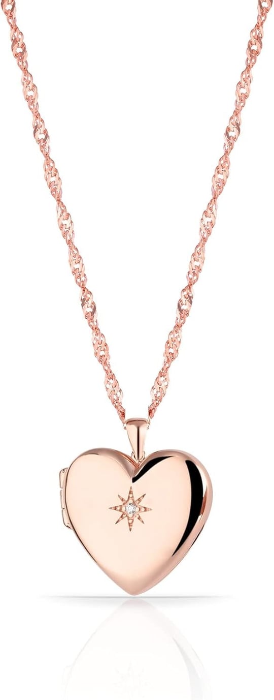 RACHON 925 AYAR GÜMÜŞ KAPAKLI RESİMLİK KALP MADALYON KOLYE Rose Gold RachonNM-617