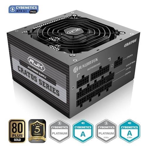 RAIJINTEK CRATOS 1000 Siyah, 80PLUS Altın, ATX, 1000W, Tam Modüler Güç Kaynağı, 5 Yıl Garanti (0R30B00005)
