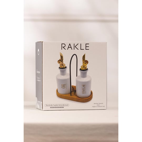 Rakle Marbella Bambu Stantlı 2li Yağlık-sirkelik Seti Beyaz 200 Cc