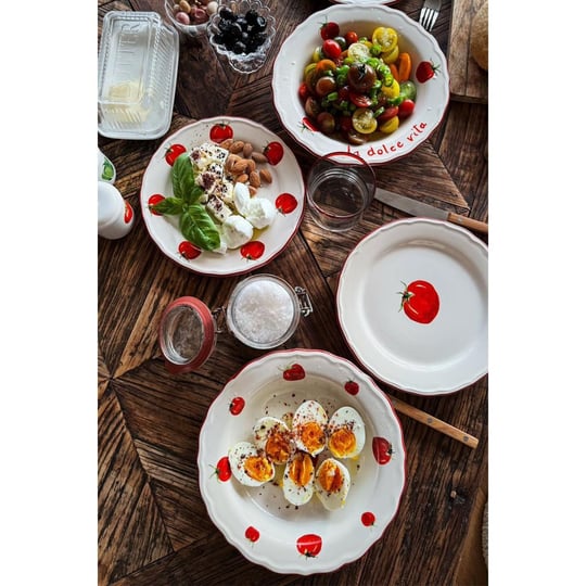 Rakle Pomodoro Stoneware 4lü Pasta Tabağı Seti 21 Cm