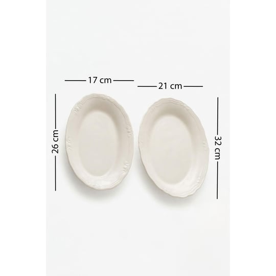 Rakle X Bengi Kurtcebe Anneanne Sofraları Porselen 2li Kayık Sunum Tabağı Seti 26-32 Cm