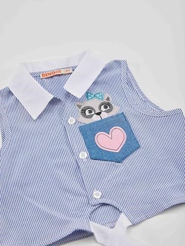 Rakun Kız Gömlek Denim Şort Takım