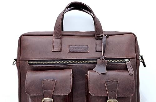 Randy Eskitme Taba Unisex Hakiki Deri Evrak&Laptop Çantası